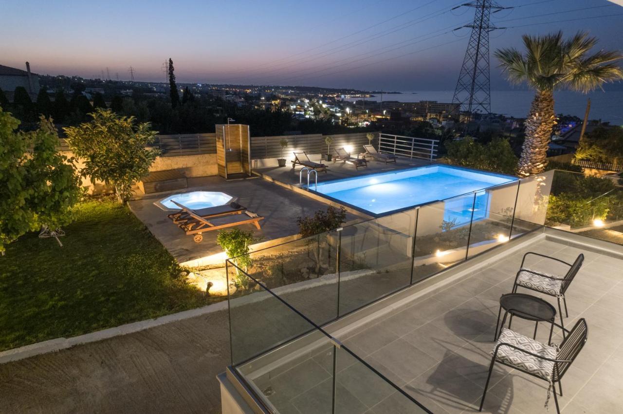 Queen'S Gem Luxury Villa - Heated Jacuzzi & Pool Herszonisszosz Kültér fotó